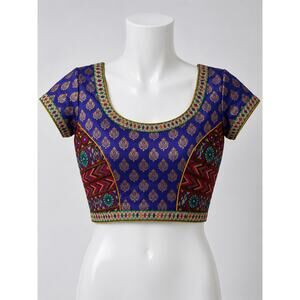 Boho Festival Embroidered Choli Crop Top Mirror Work Indian Blouse